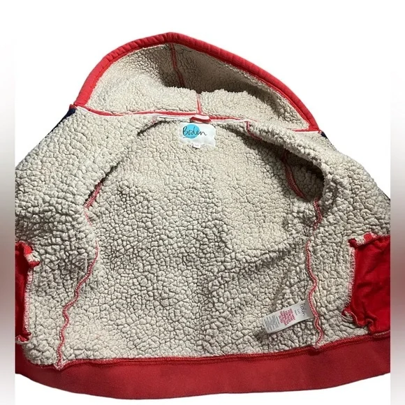 Mini Boden Sherpa Lined Hoodie red/coral | 5-6 Yrs boys kids children - Picture 4 of 5